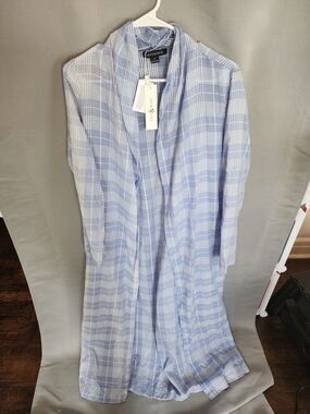 Hers & Mine Hospital Gown Light Blue Plaid Men's Robe